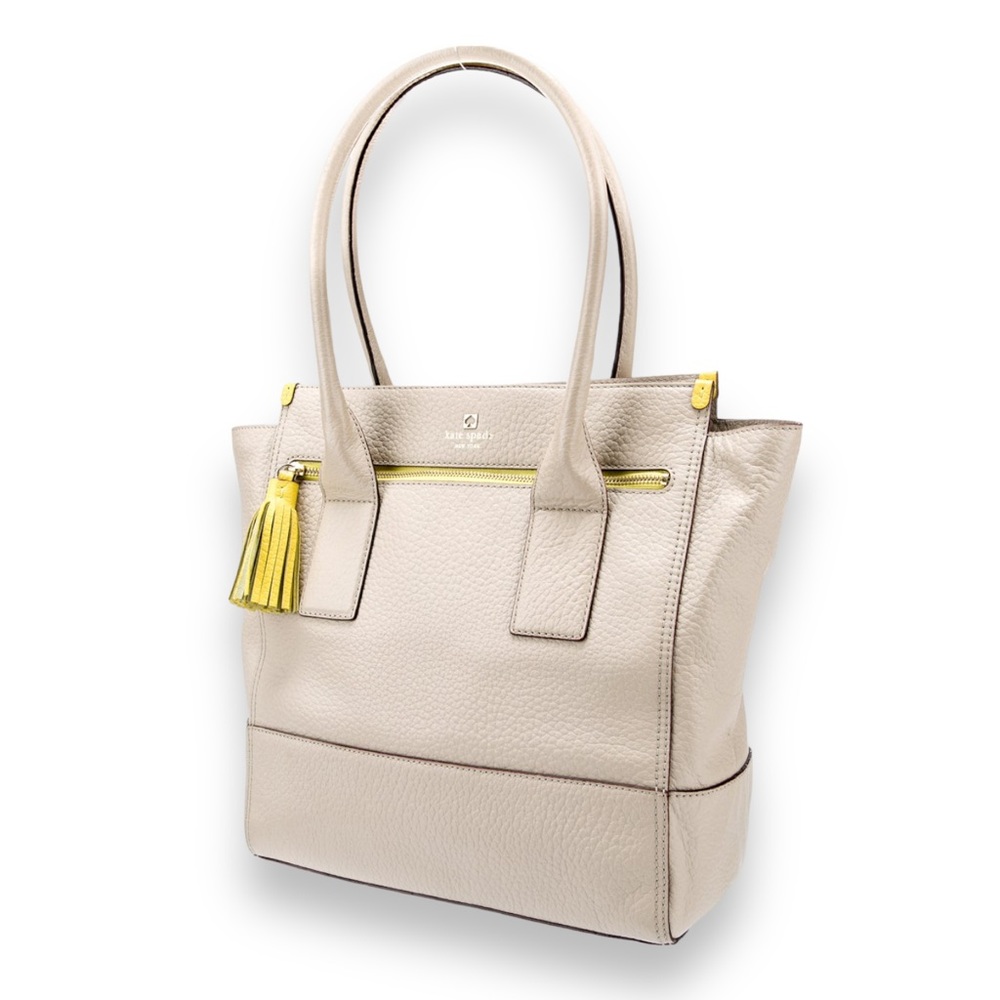 Kate Spade Southport Ave Linda Cashew Beige Nude Large Leather Tote Shoulder Bag